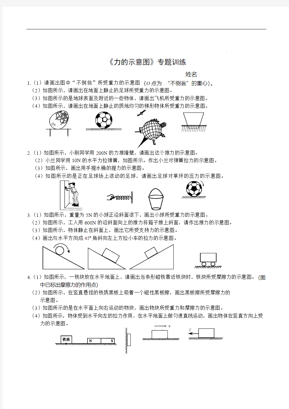 力的示意图作图专训题