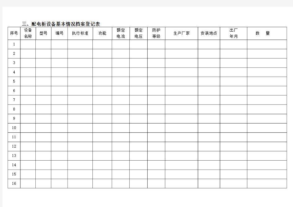 物业设施设备台账表格