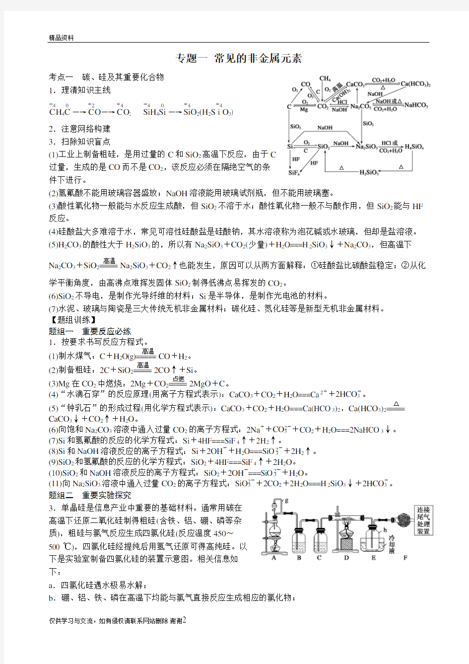 专题一  常见的非金属元素讲解学习