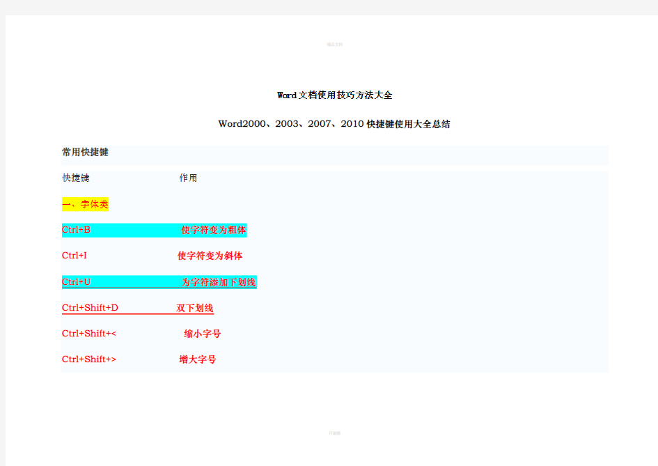 简易常用-Word文档使用技巧方法大全(超全)