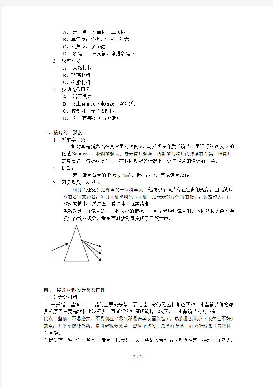 专业知识镜片——眼镜行业