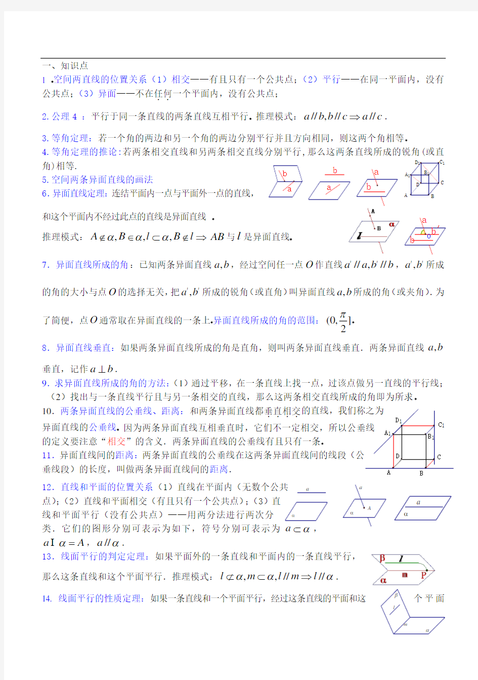 立体几何线面平行问题