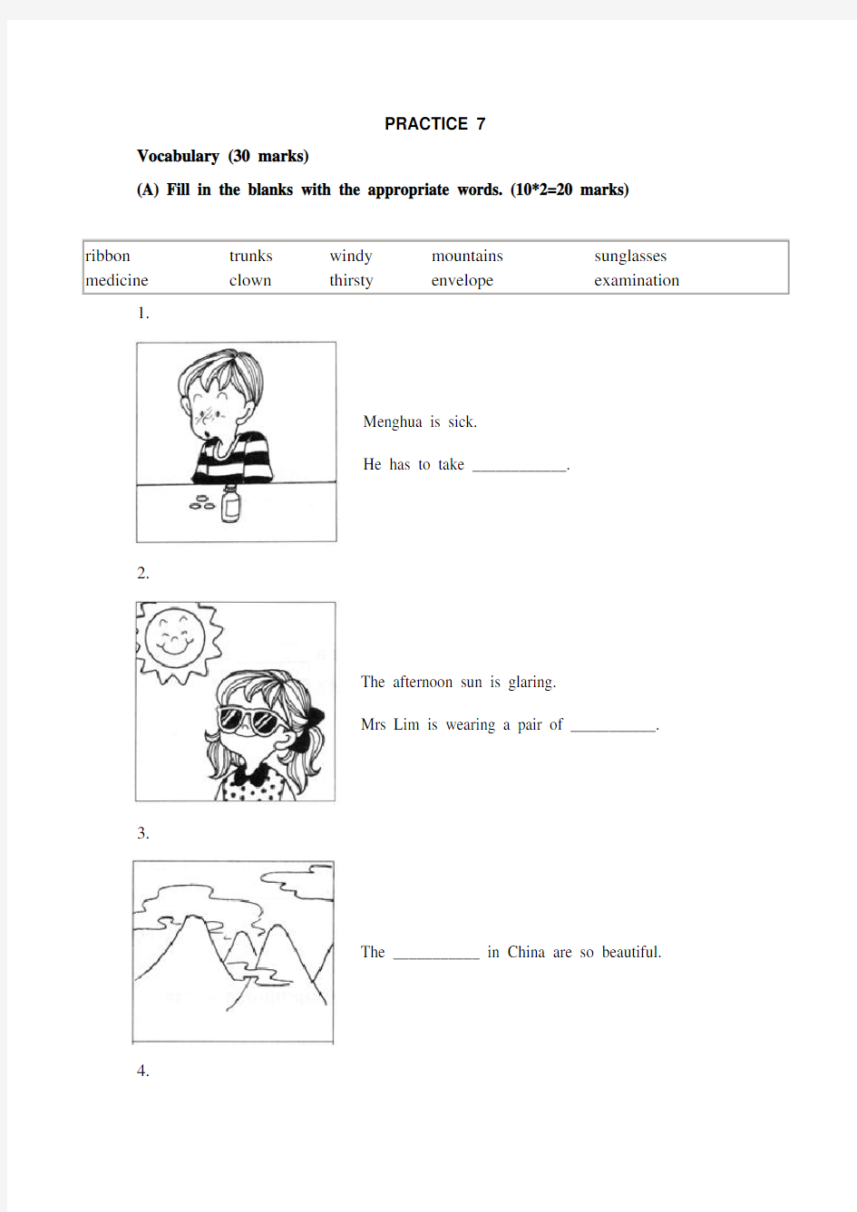 新加坡小学一年级英语试及答案PRACTICE 7