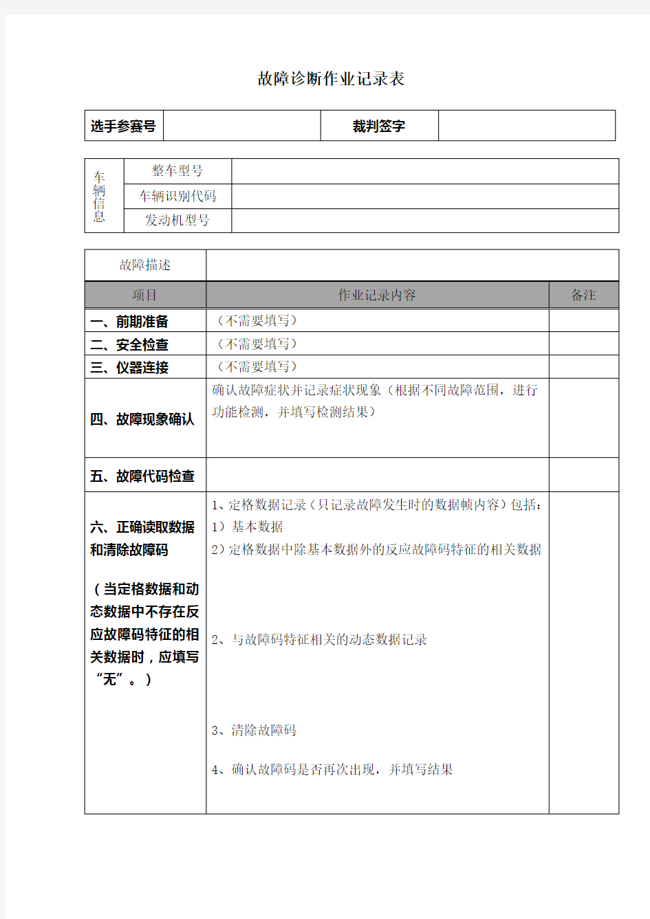 个人故障诊断工单