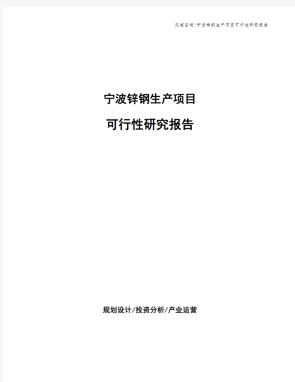 宁波锌钢生产项目可行性研究报告