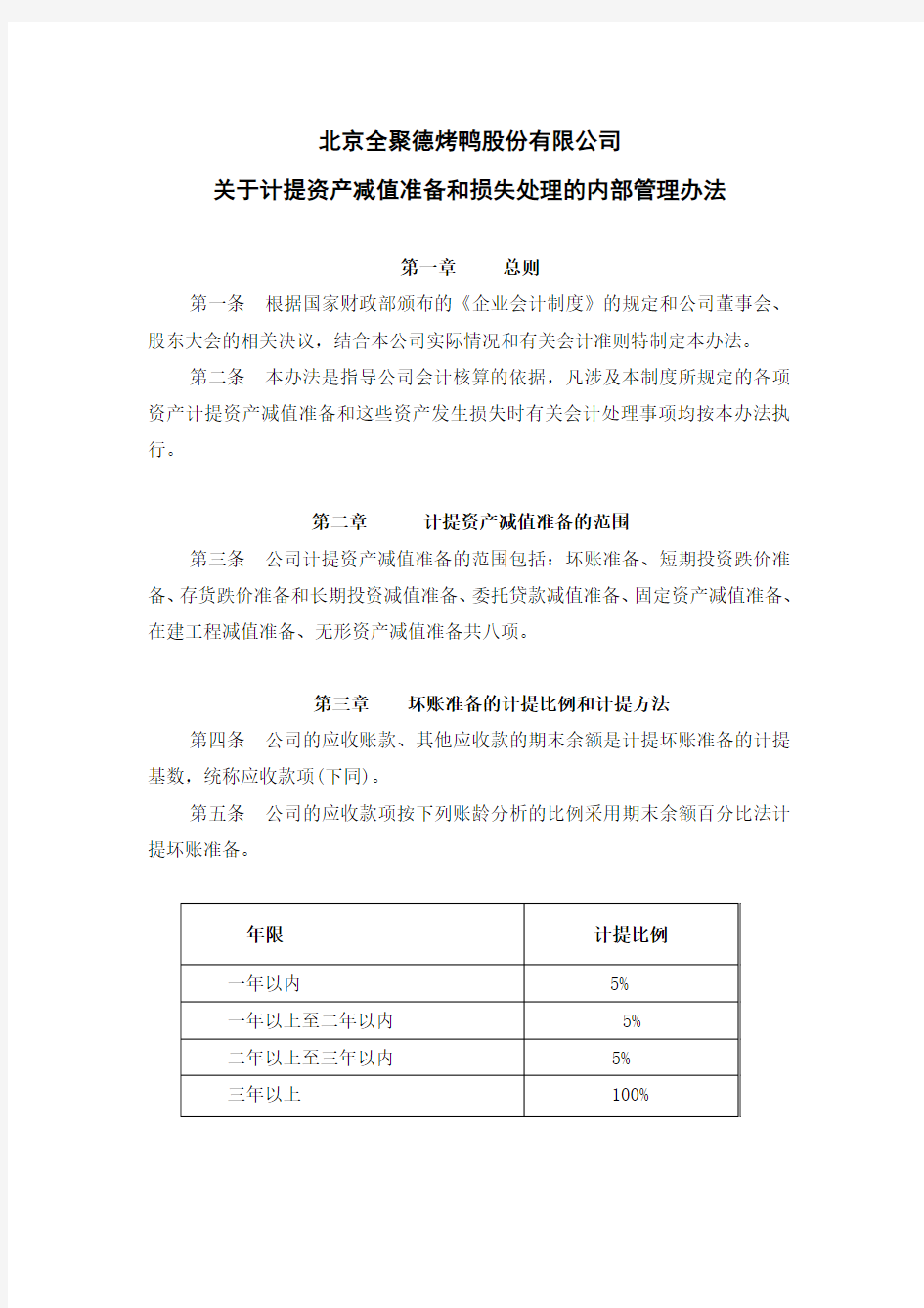 企业财务管理制度计提资产减值准备内部控制制度