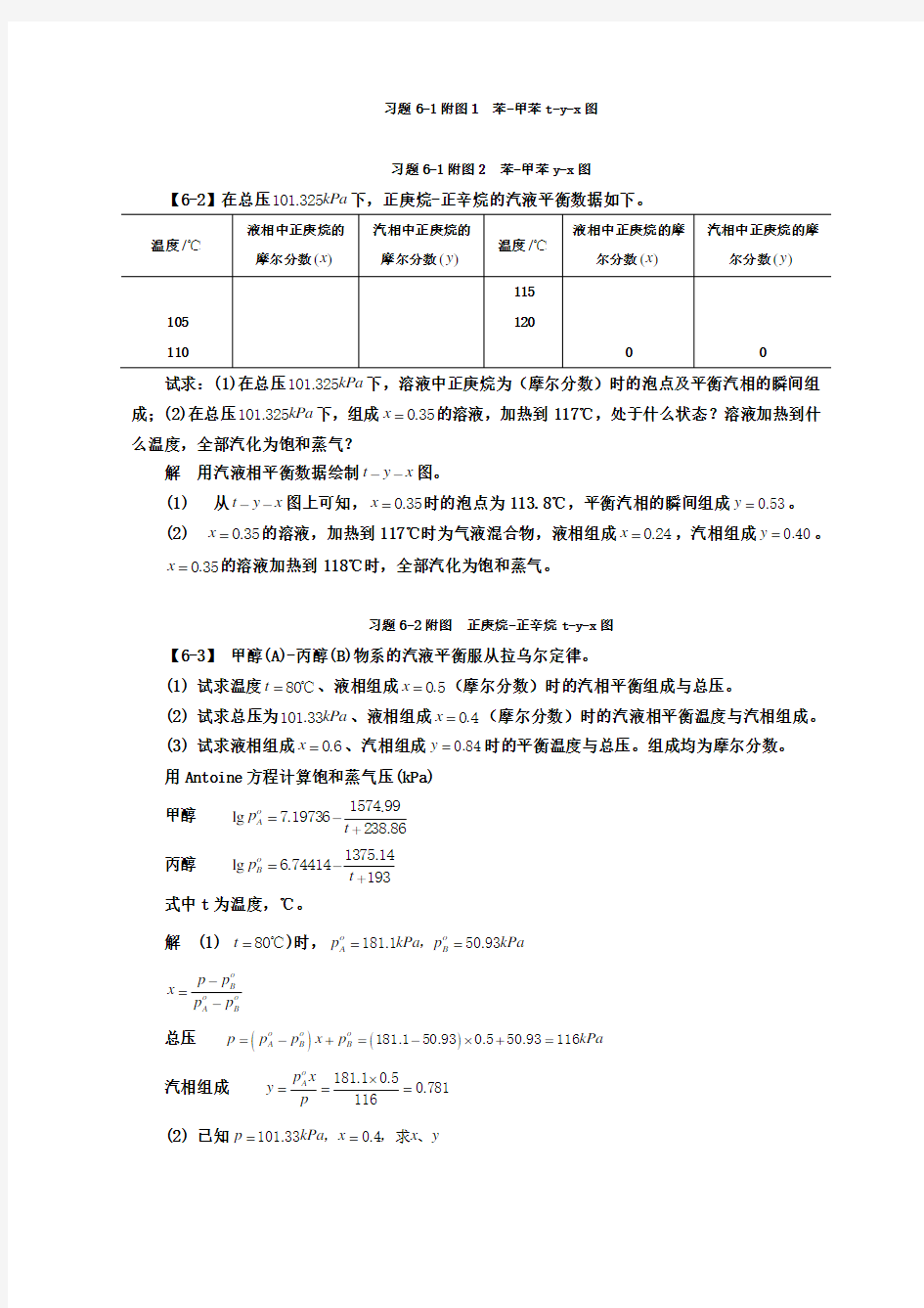 化工原理习题解  第六章  蒸馏