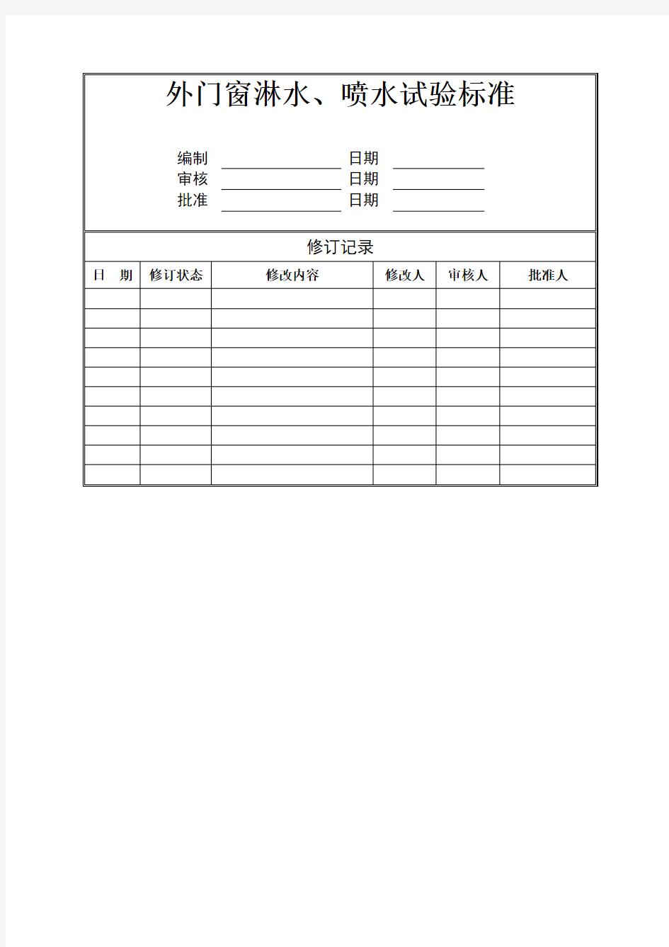 外门窗淋水喷水试验标准