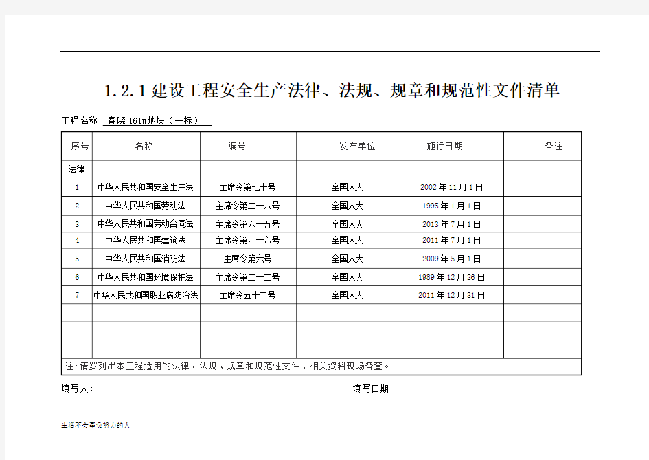 最新安全生产法律、法规、规章和规范性文件清单(修订版)整理版