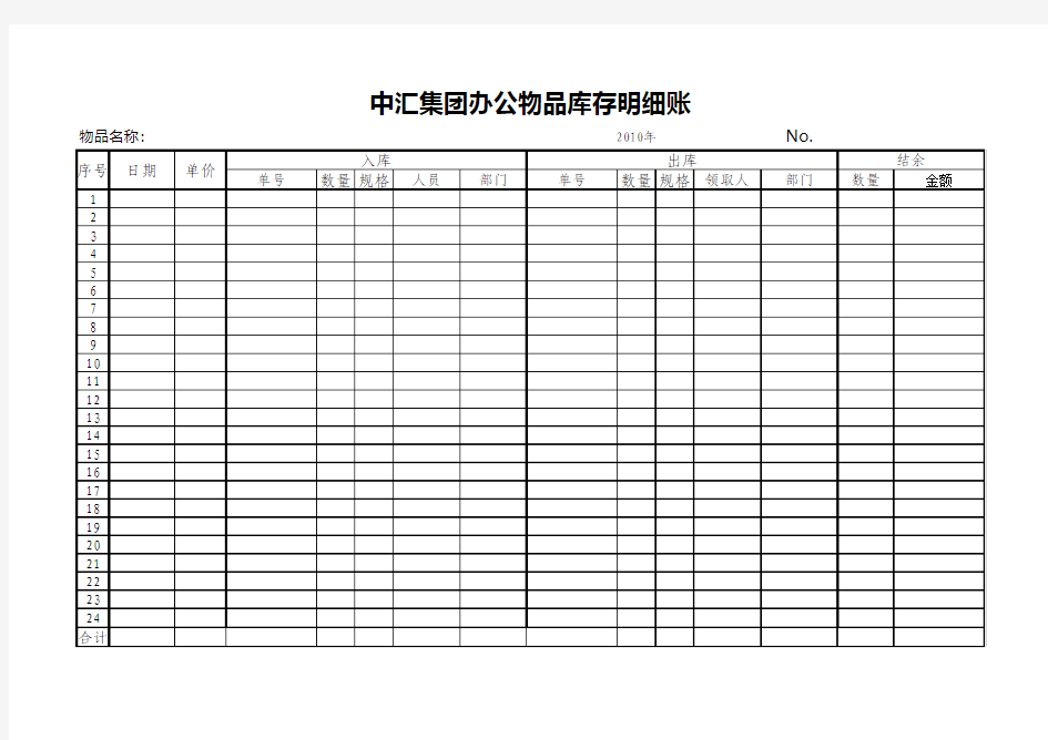 办公用品出入账目明细