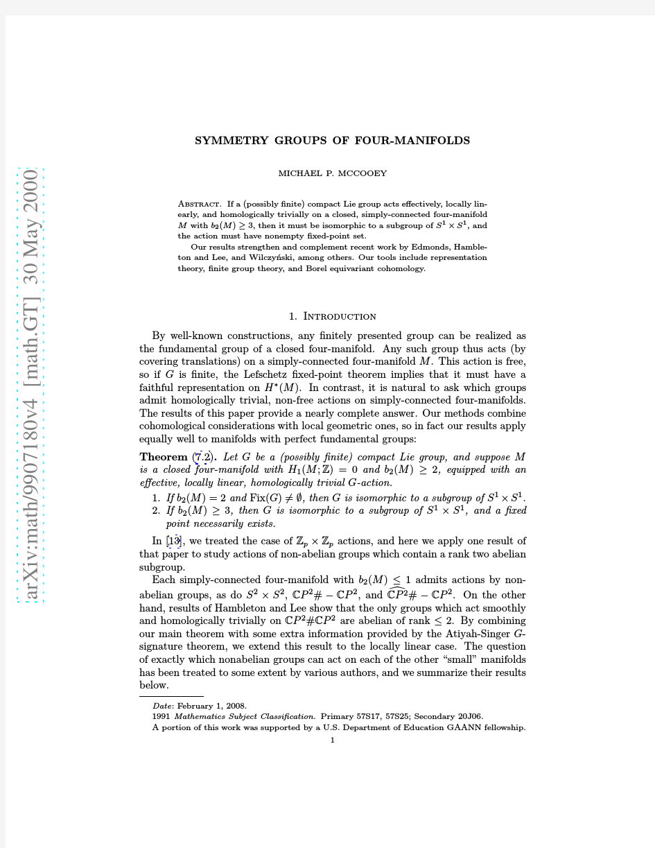 Symmetry groups of four-manifolds