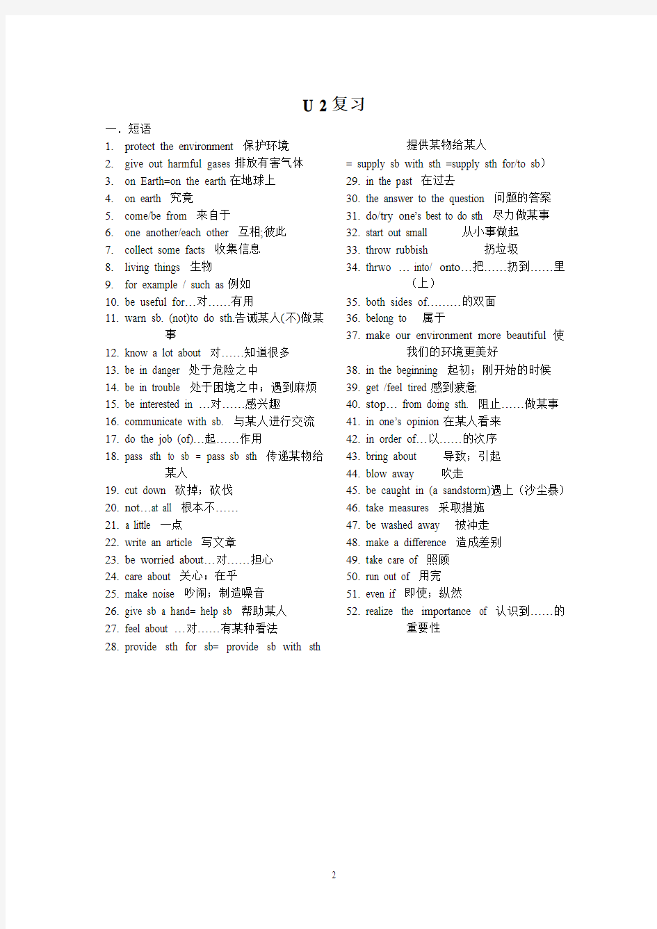 广州上海牛津版英语七年级下册U1--U7_总复习提纲