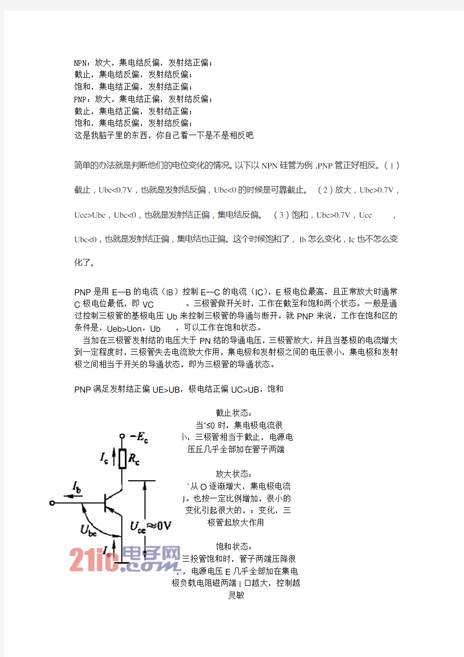 三极管工作状态 有图