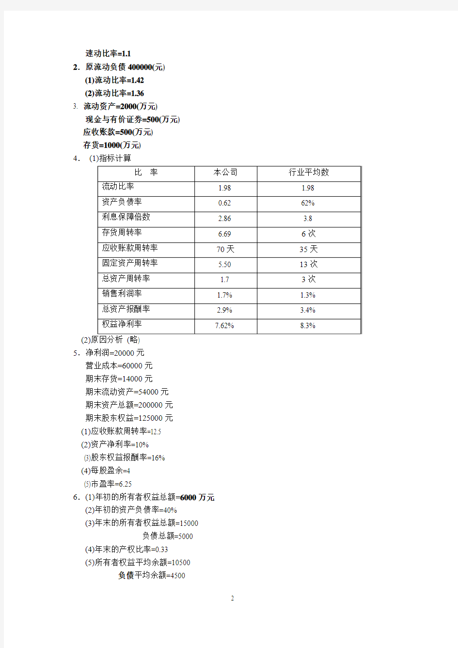 江西财经大学《财务管理》二专练习册答案.