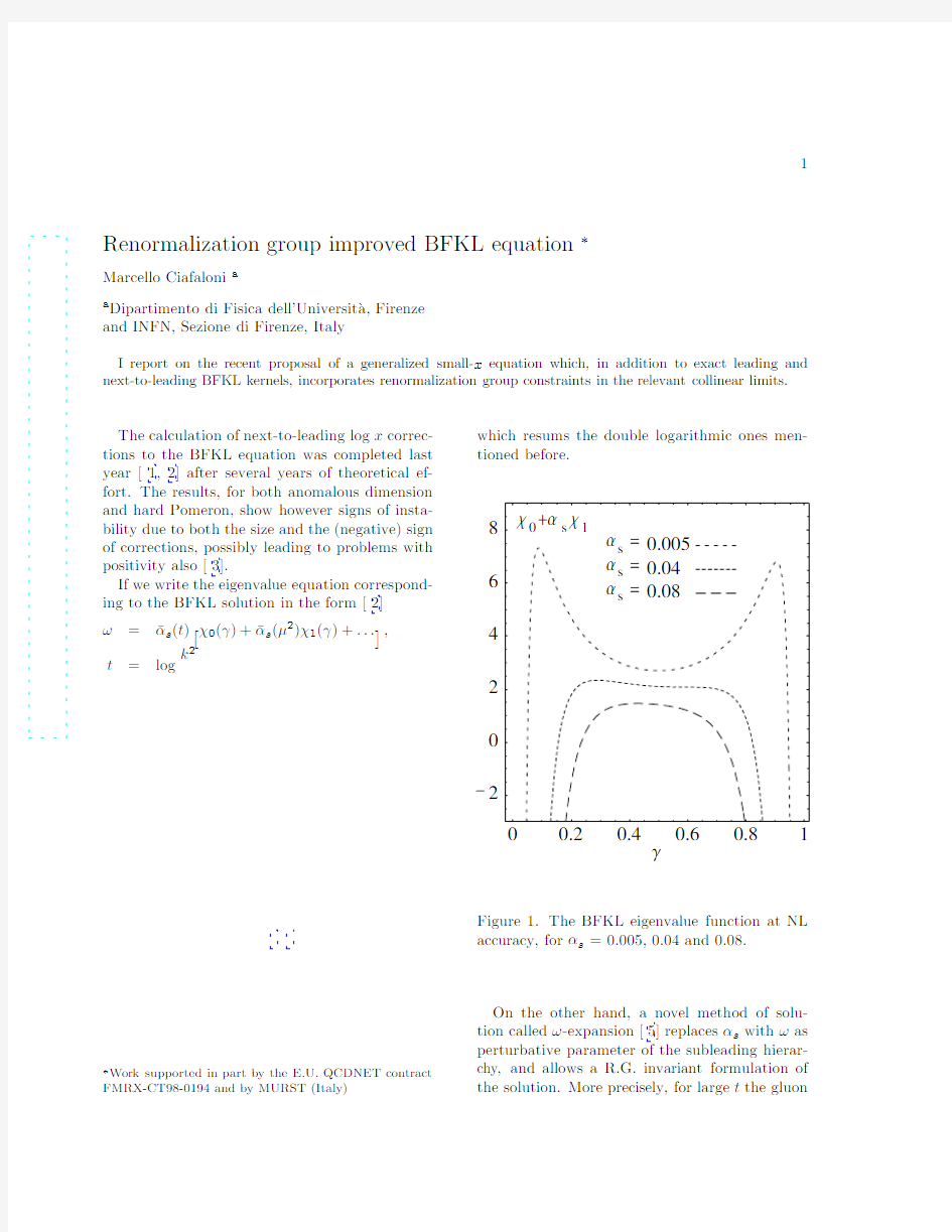 Renormalization Group Improved BFKL Equation
