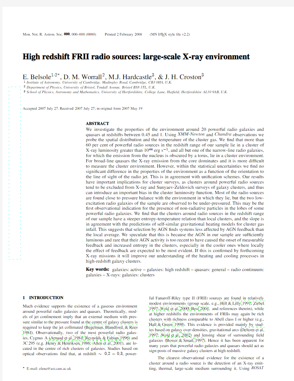High redshift FRII radio sources large-scale X-ray environment