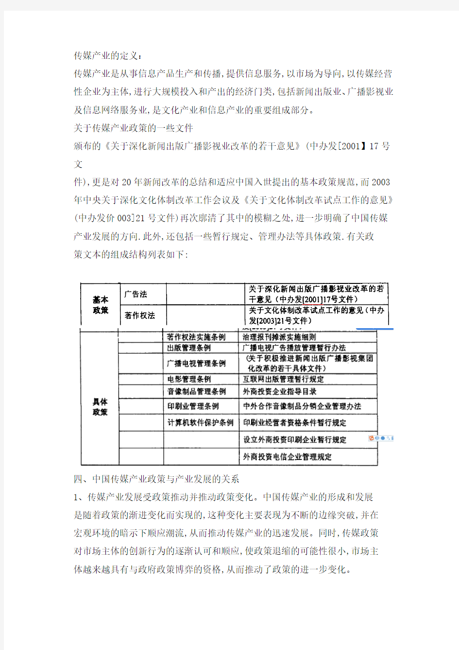 中国传媒产业政策分析