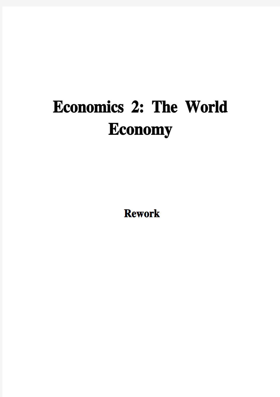 HND_Economics_2_The_World_Economy世界经济学报告
