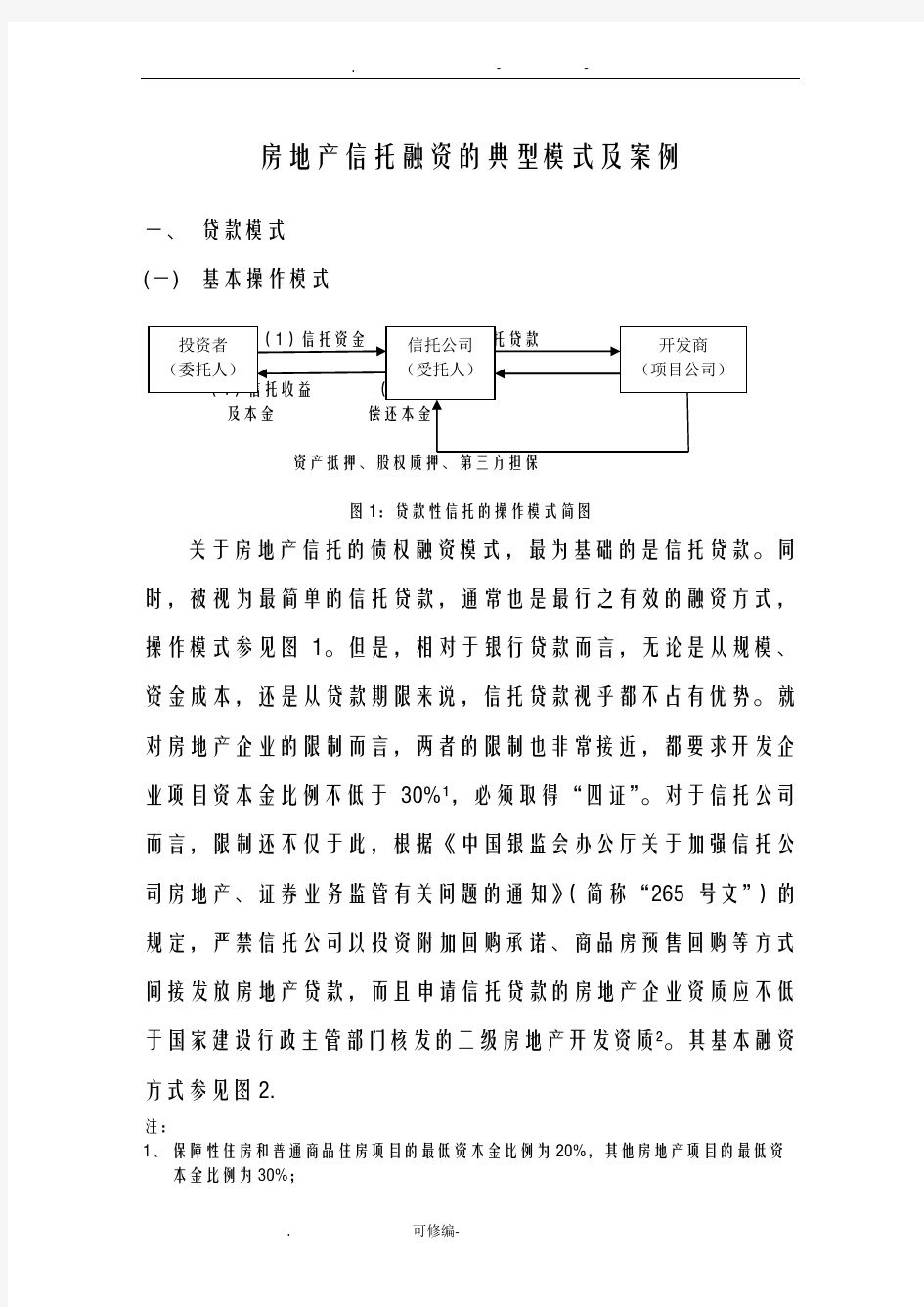 房地产信托融资典型模式和案例