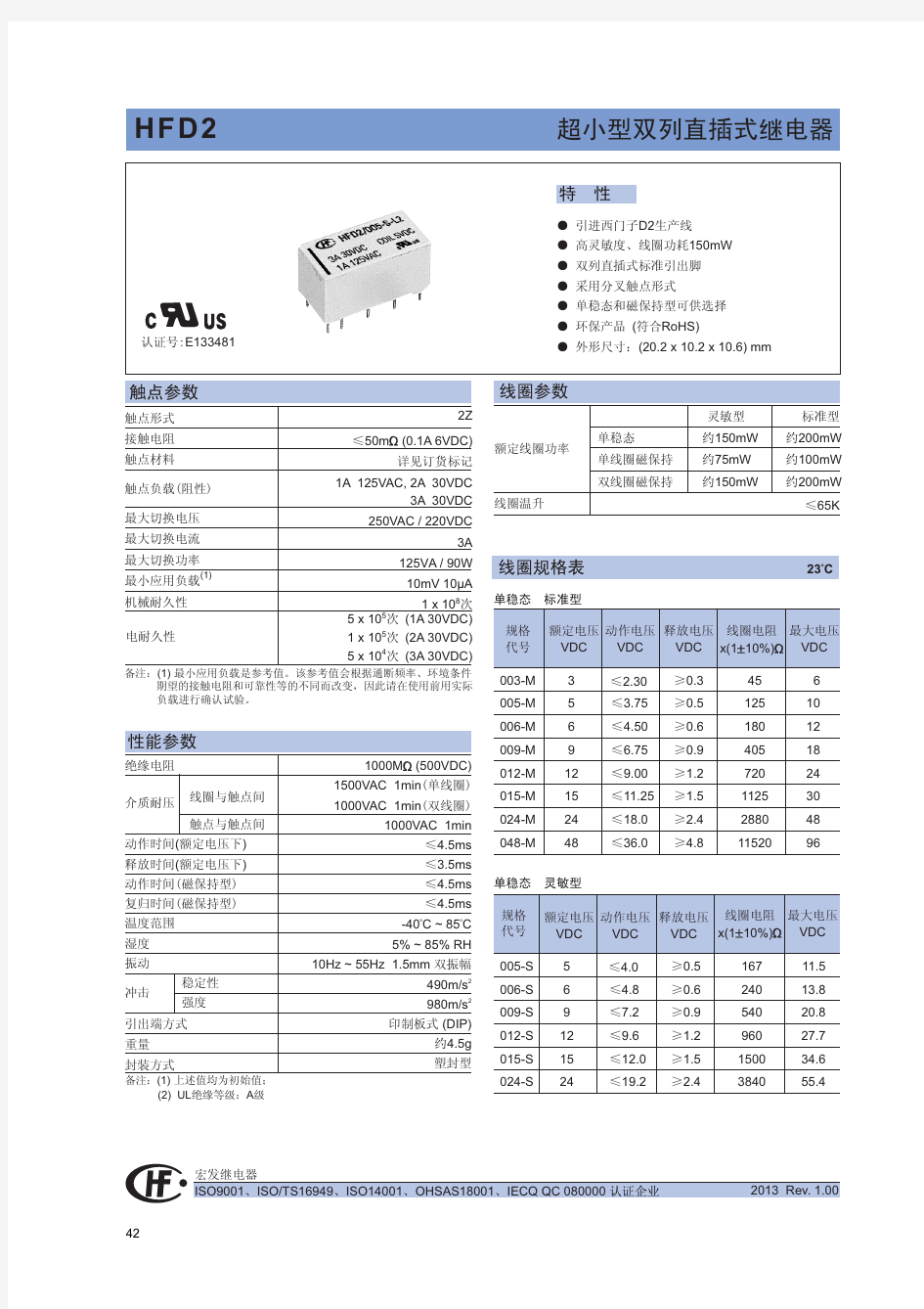科发继电器HFD2中文手册