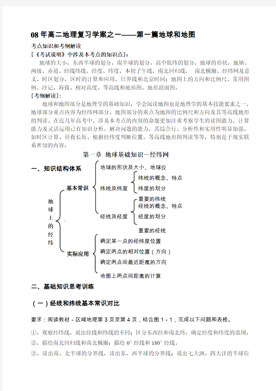 地球和地图(经纬网和时区计算)详解