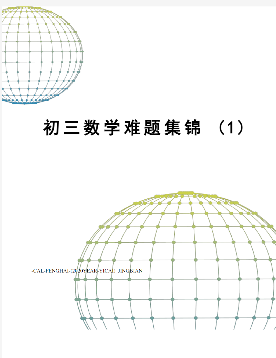 初三数学难题集锦(1)