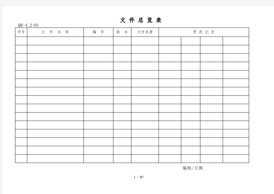 质量记录表格大全