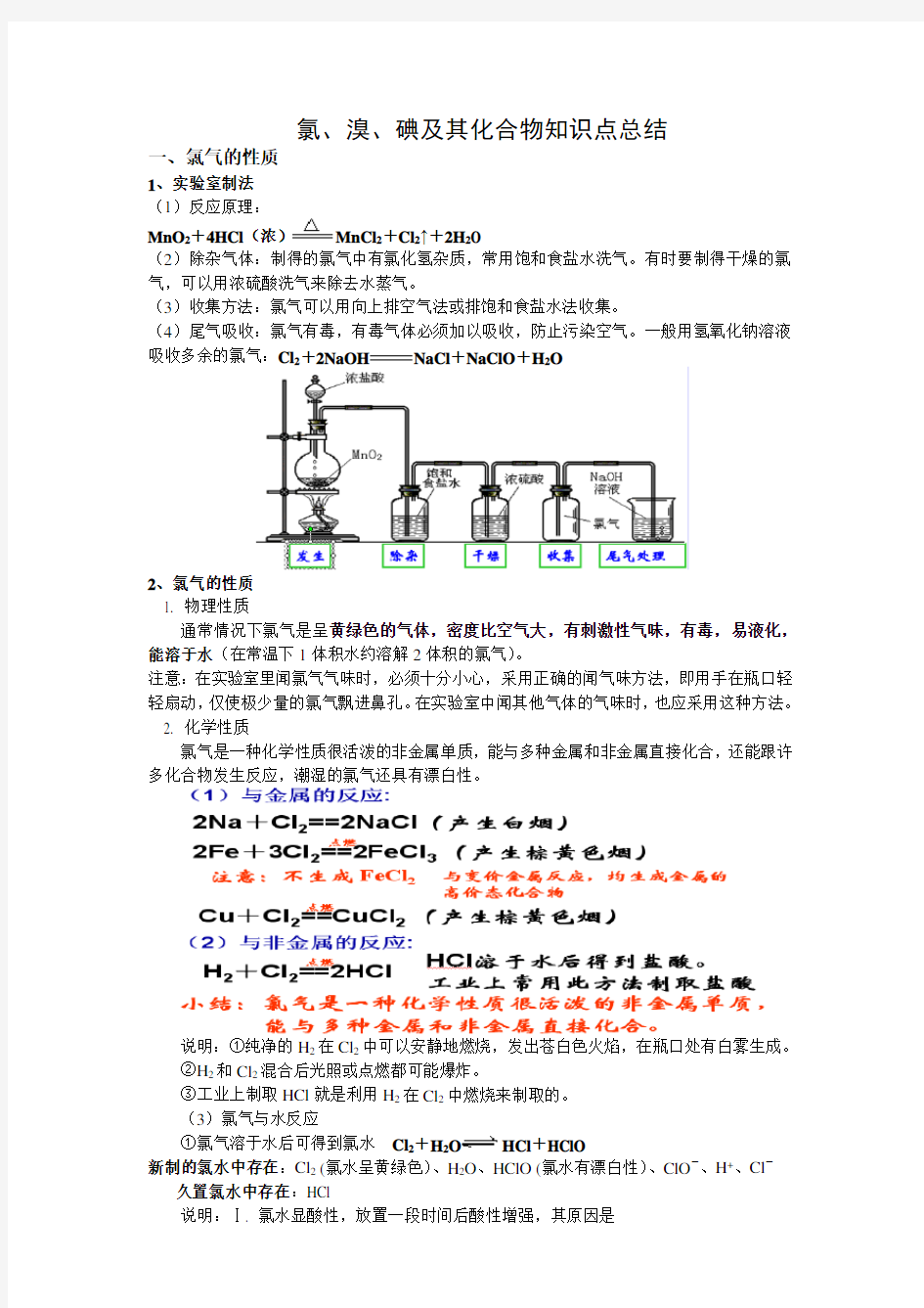 氯溴碘及其化合物知识点总结