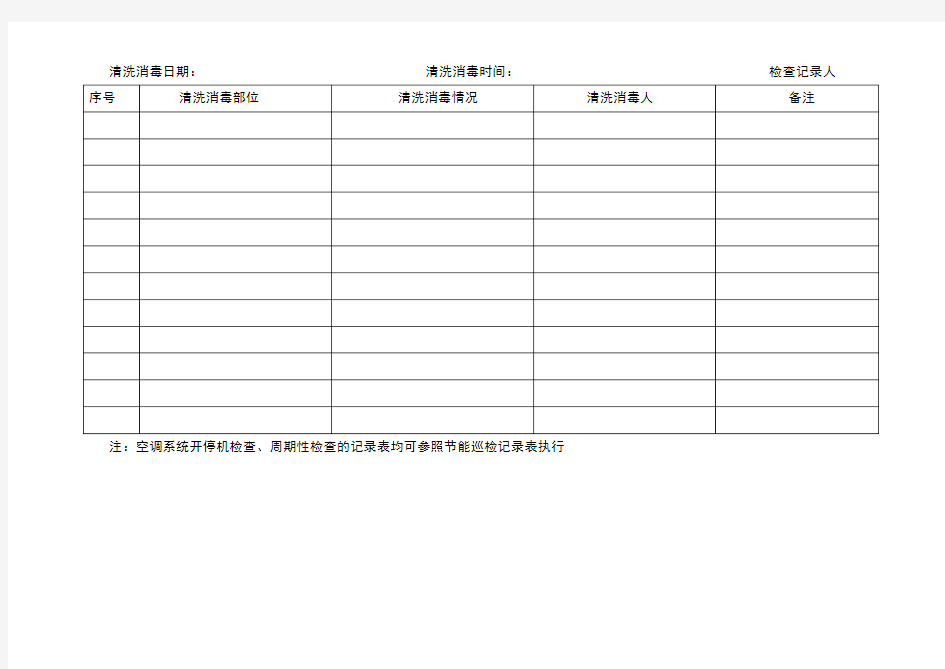 空调系统清洗消毒记录表