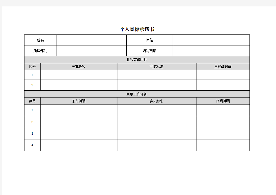 员工个人目标承诺书-模板