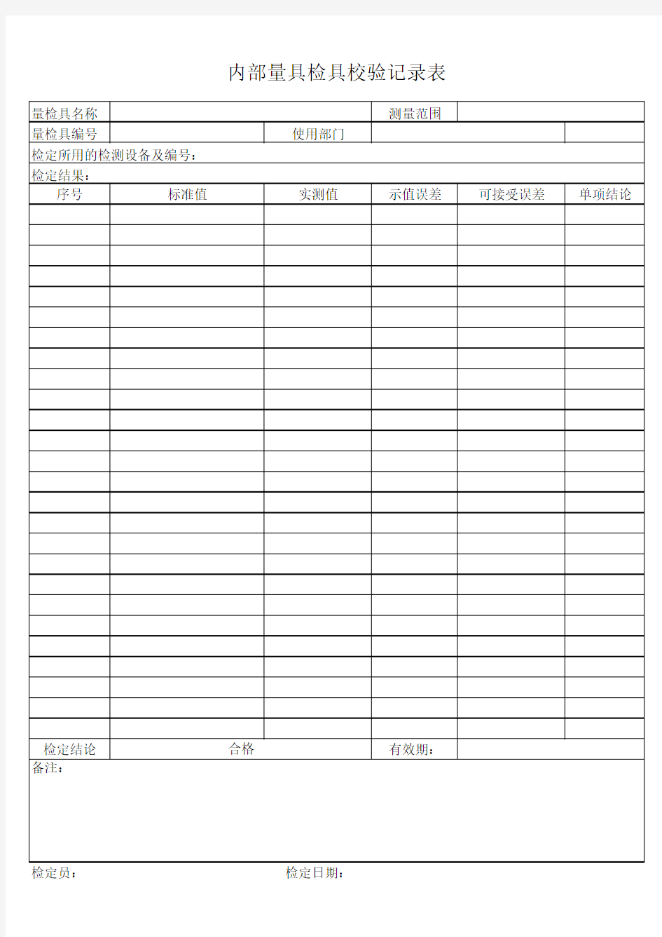 内部量具检具校验记录表