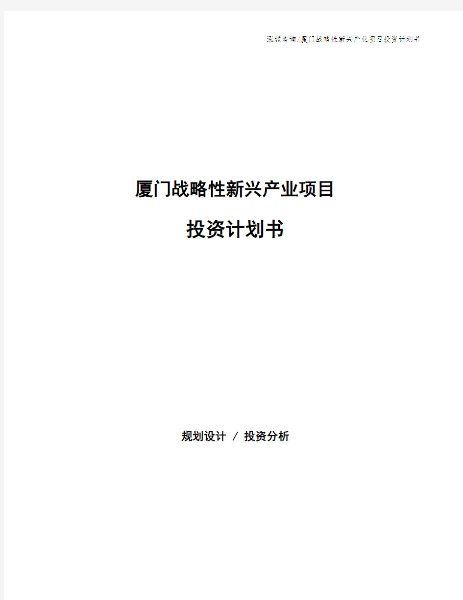 厦门战略性新兴产业项目投资计划书