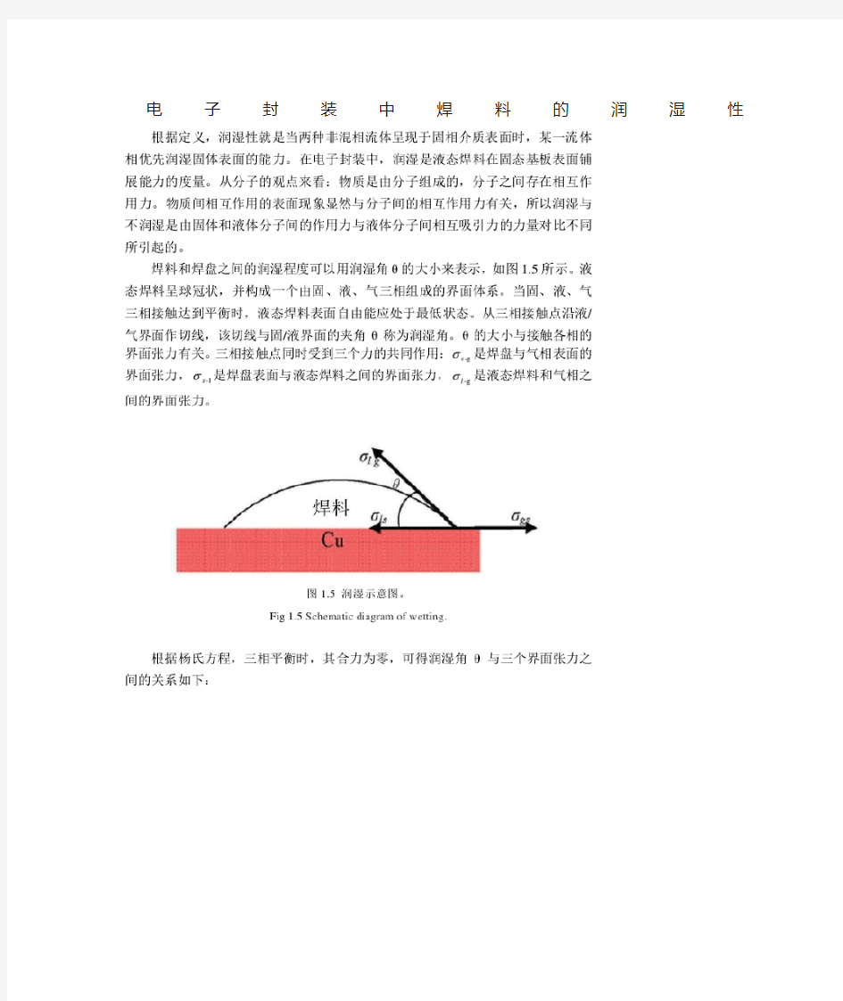 电子封装中焊料的润湿性