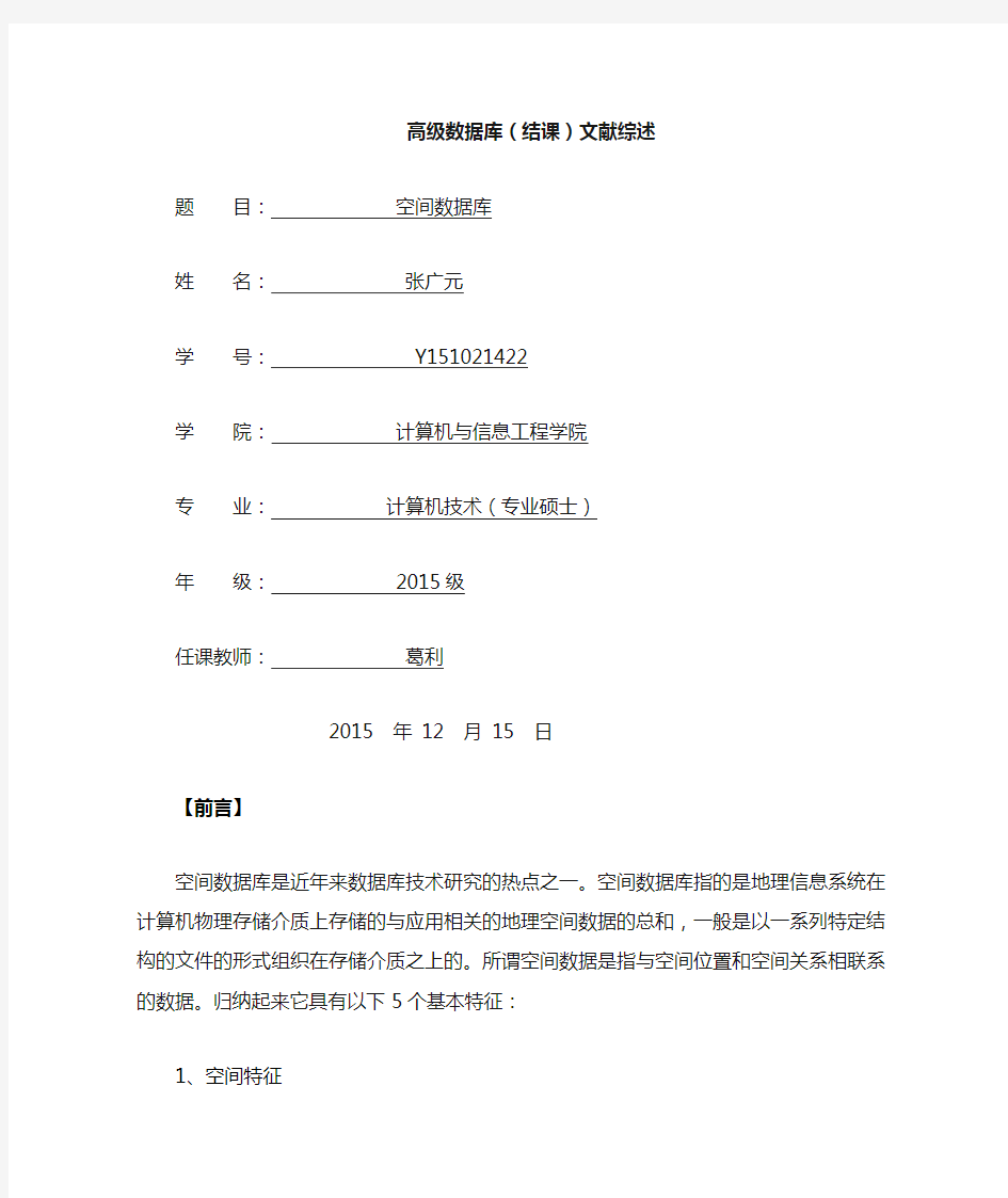 文献综述-空间数据库