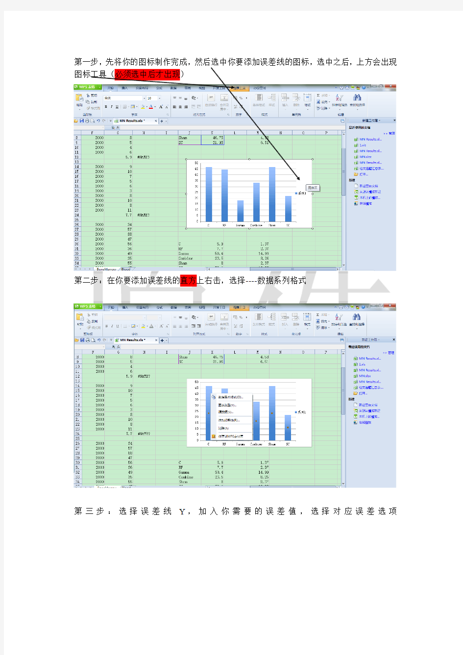 在WPS的Excel里添加误差线