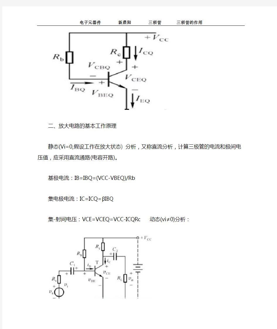 三极管的作用：三极管放大电路原理