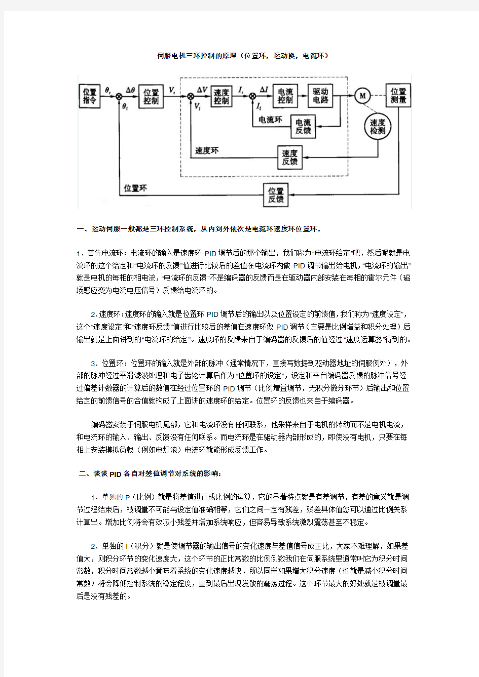 伺服电机三环控制的原理