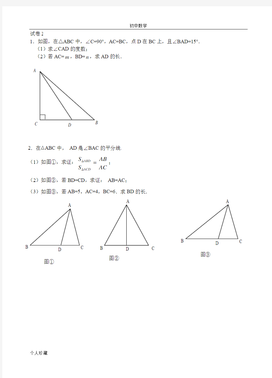 初中数学八年级数学上学期培优练习(2) (1)