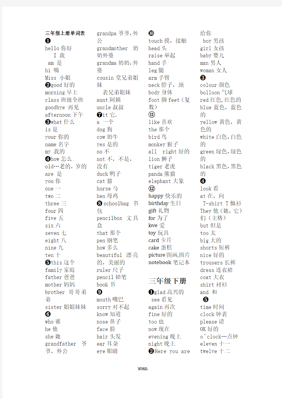 最新湘教版英语单词表.优选