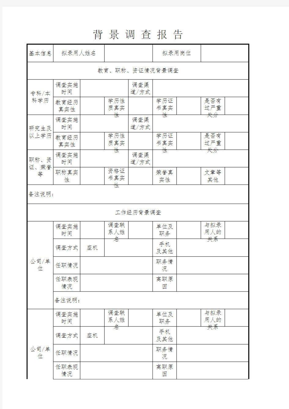 背景调查报告