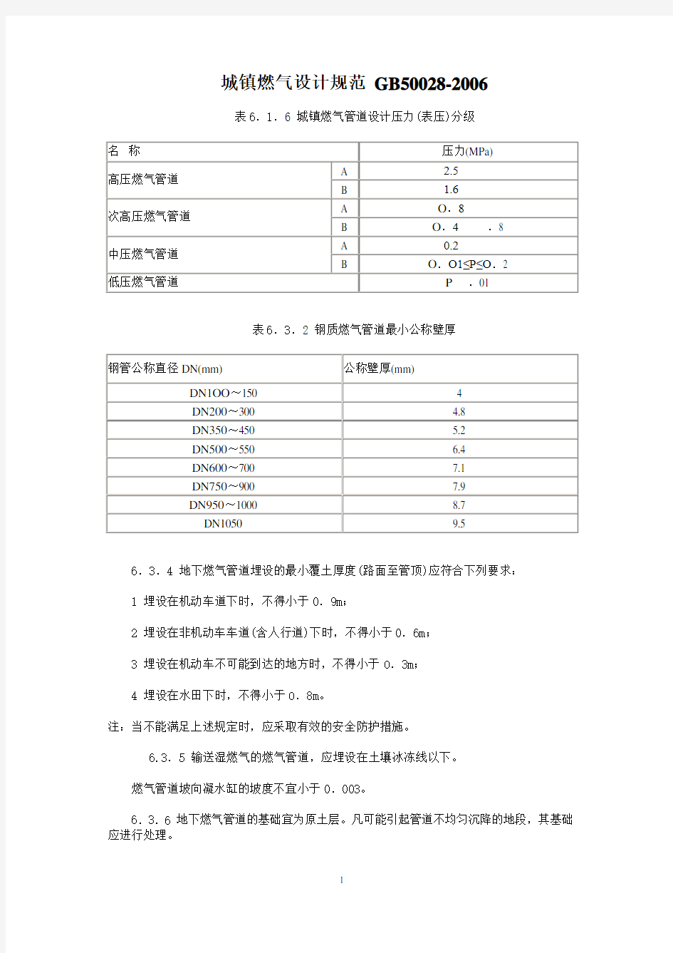 城镇燃气设计规范 GB50028