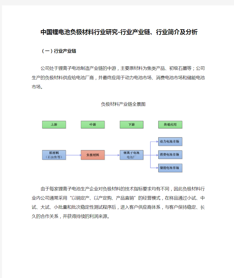 中国锂电池负极材料行业研究-行业产业链、行业简介及分析