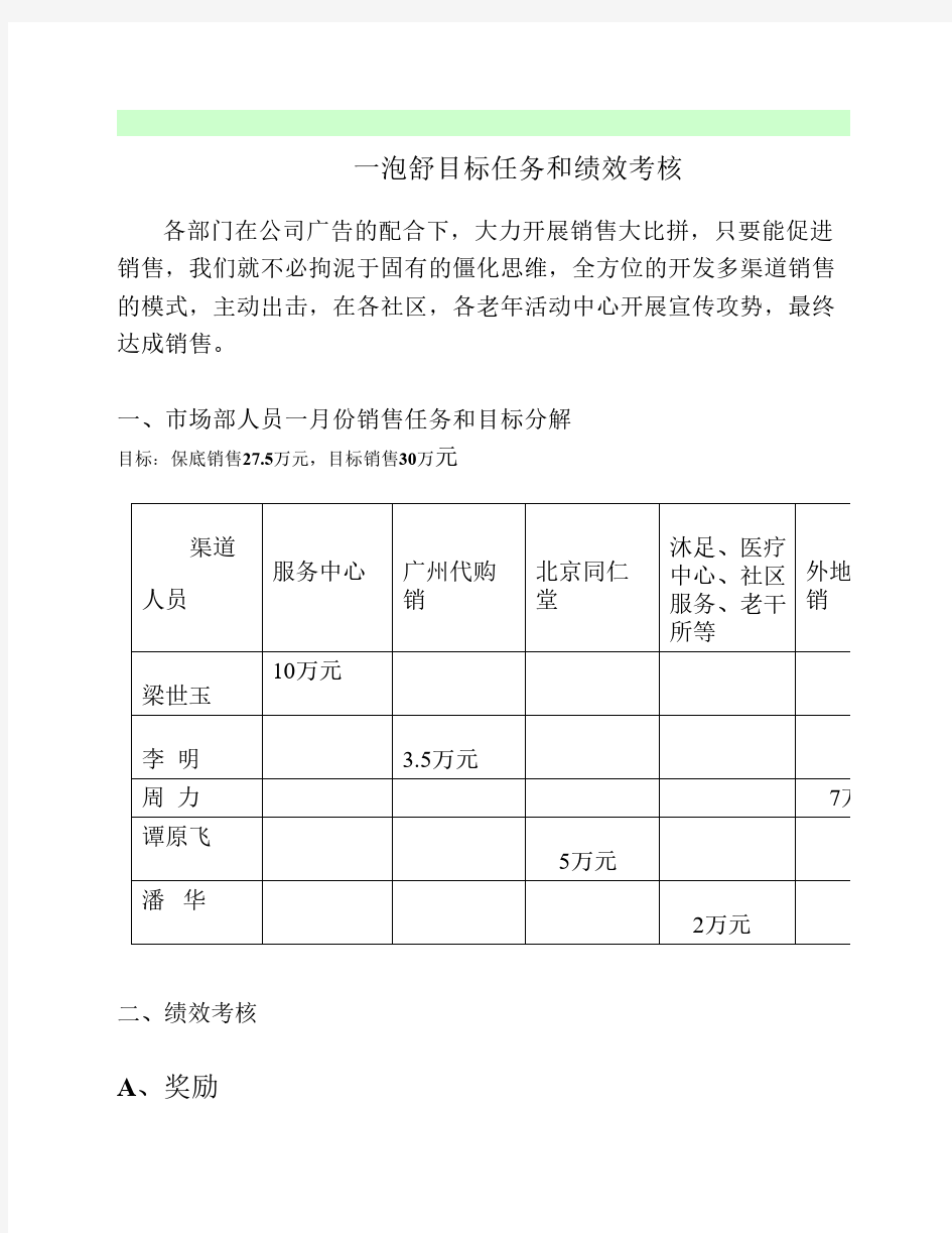 目标任务及绩效考核