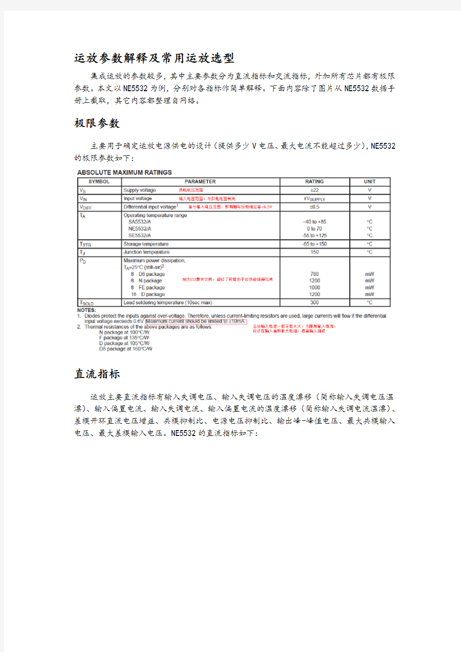 运放关键参数及选型原则