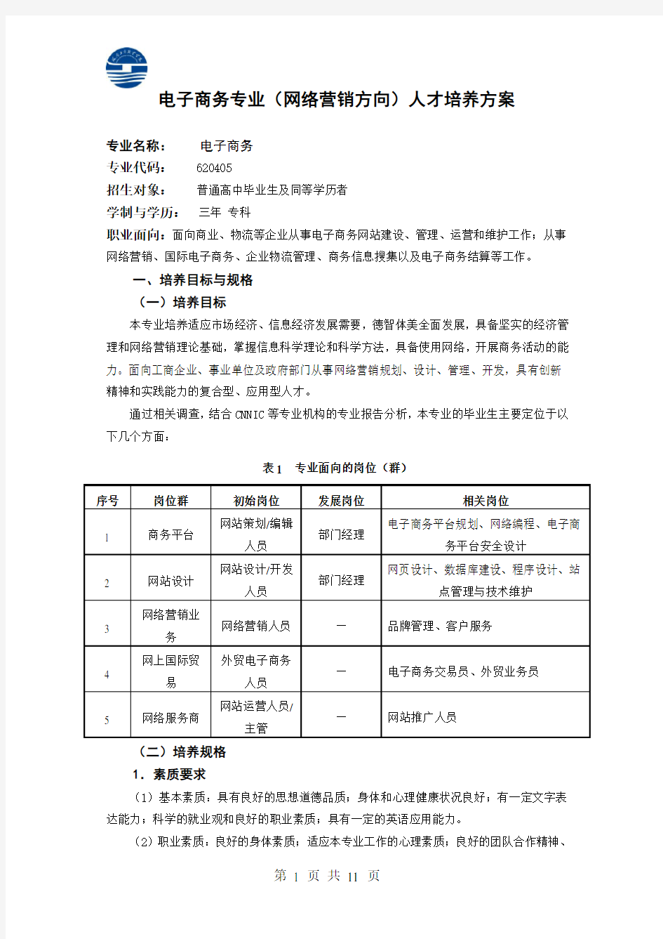 电商人才培养方案