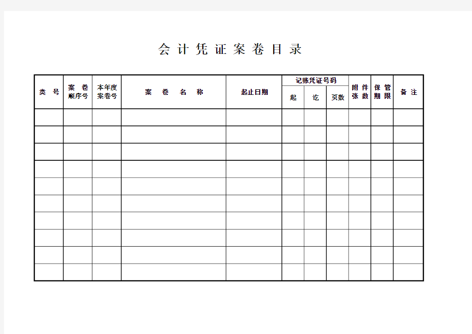 会计凭证案卷目录(式样)