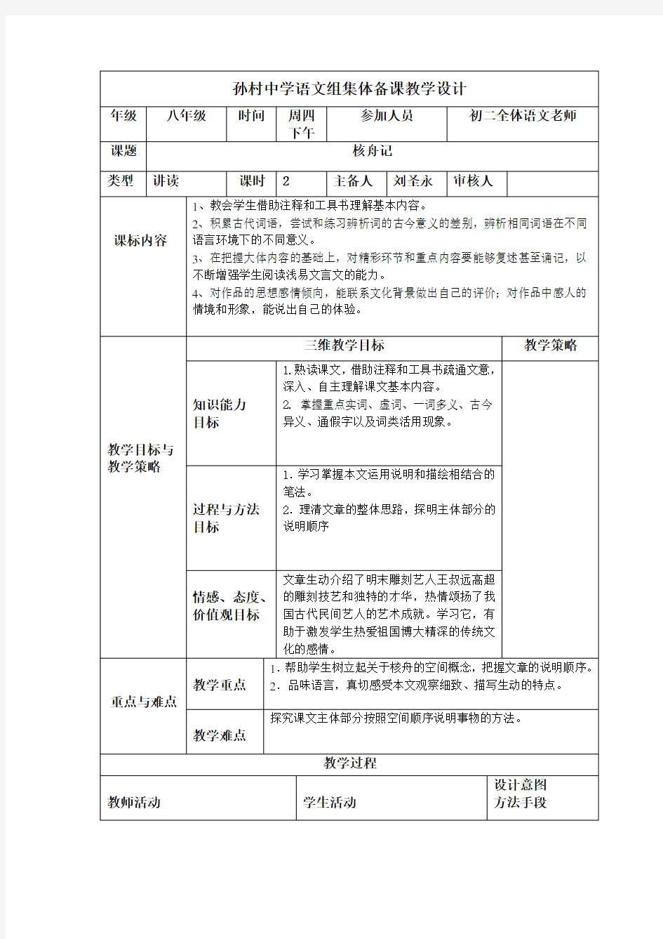 《核舟记》教学设计第二课时