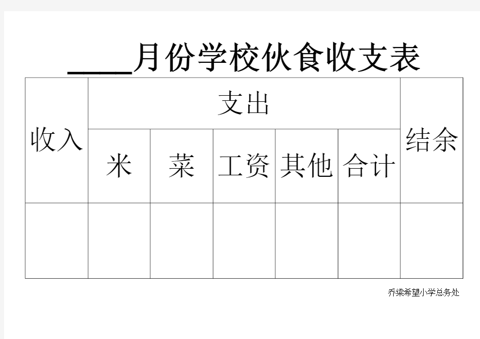 学校伙食收支公示表