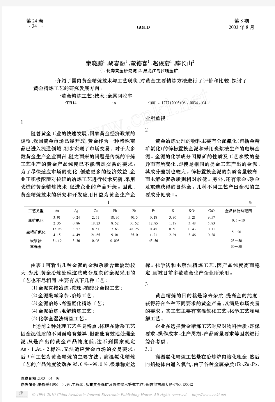 浅谈我国黄金精炼技术与工艺