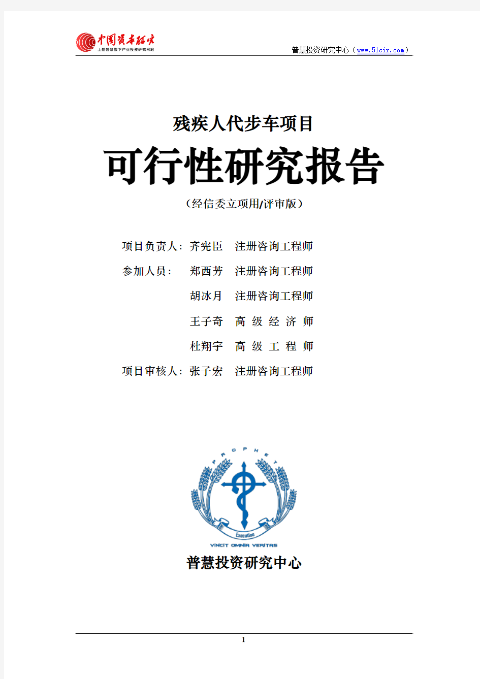 残疾人代步车项目可行性研究报告经信委立项用(评审版)